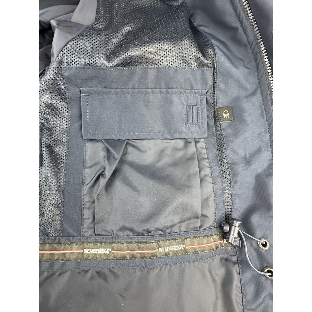Eddie Bauer WeatherEdge Jacket Women's Medium Navy Blue Waterproof Hooded - Picture 13 of 16